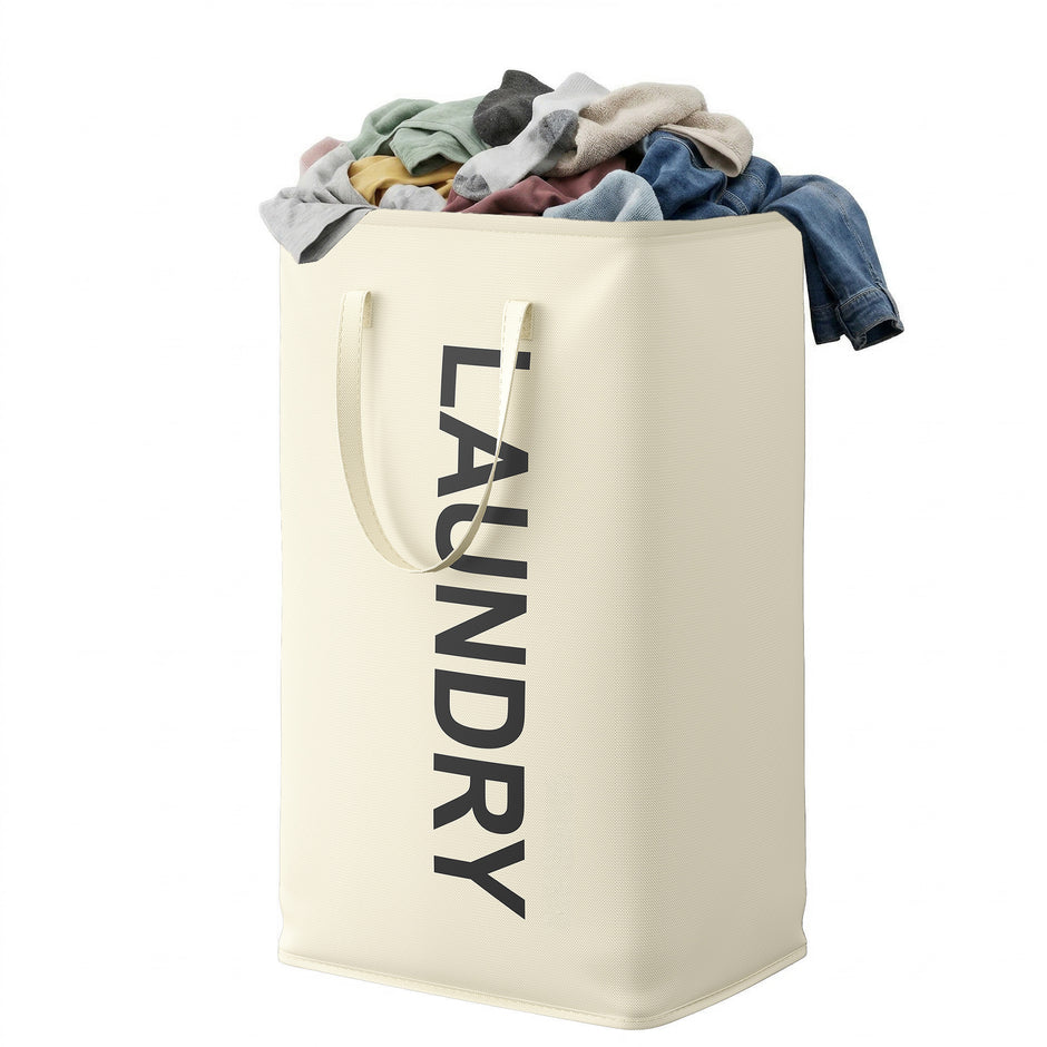 Opvouwbare Wasmand - 80 Liter - Met Handvatten - Oxford Stof - Wit