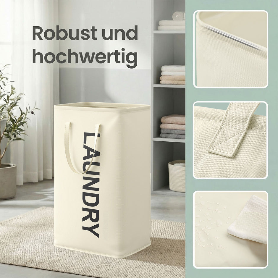 Opvouwbare Wasmand - 80 Liter - Met Handvatten - Oxford Stof - Wit