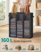 Tvättkorg - 3 fack med lock - tvättbar innerpåse - Ink Black