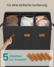 Tvättkorg - 3 fack med lock - tvättbar innerpåse - Ink Black