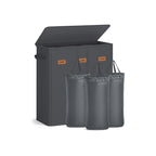 Tvättkorg - 3 fack med lock - tvättbar innerpåse - Ink Black