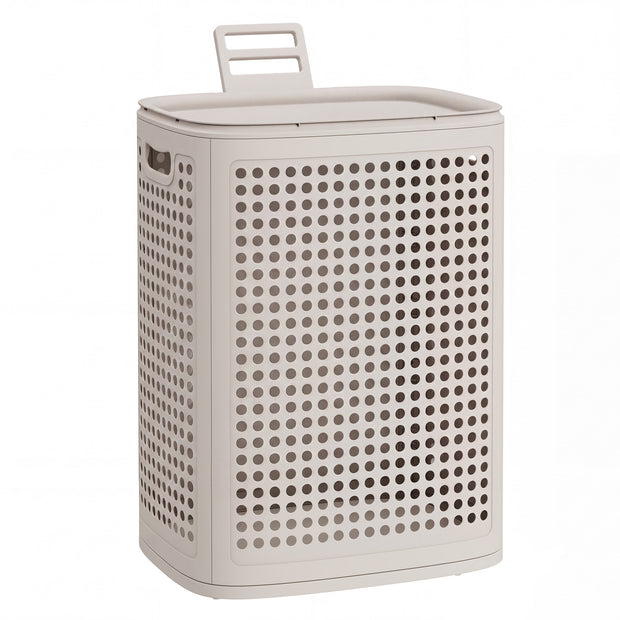 Wasmand - Met Deksel - 75 Liter - Smal - Cappuccinobeige