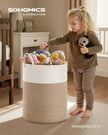 Wasmand - 40 x 40 x 60 cm - Katoenen touw - Wit-grijs-bruin - 15 kg capaciteit