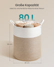 Wasmand - 40 x 40 x 60 cm - Katoenen touw - Wit-grijs-bruin - 15 kg capaciteit