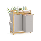 Tvättkorg 2 lådor 2 x 50 l 63 x 33 x 78 cm grädde vit