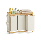 Tvättkorg 3 kurser 3 x 50 l 94 x 33 x 78 cm grädde vit