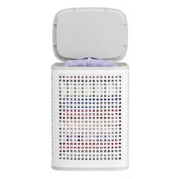 Wasmand - Met Deksel - 75 Liter - Smal - Witgrijs