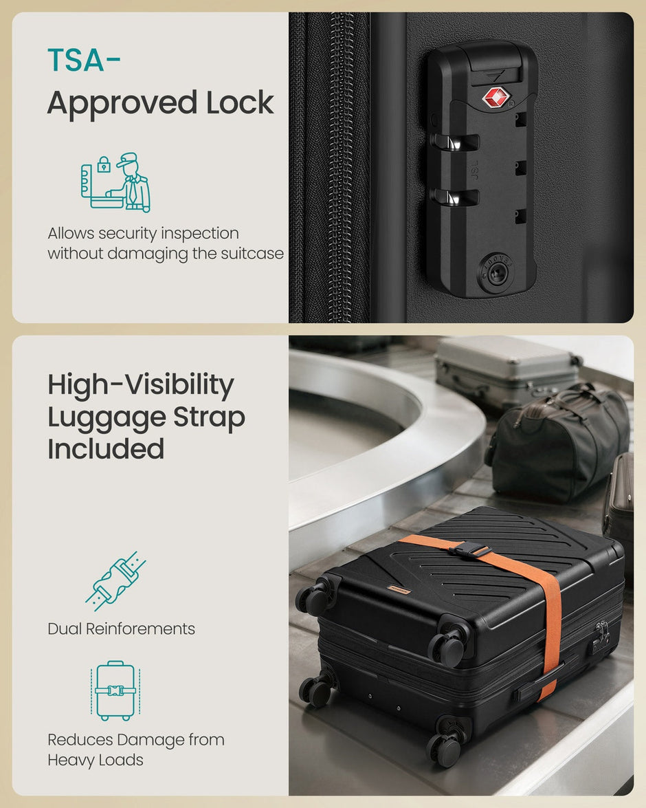 Hard Shell Suitcase Medium TSA Lock Spinner Wheels - ABS Plastic and PA Plastic