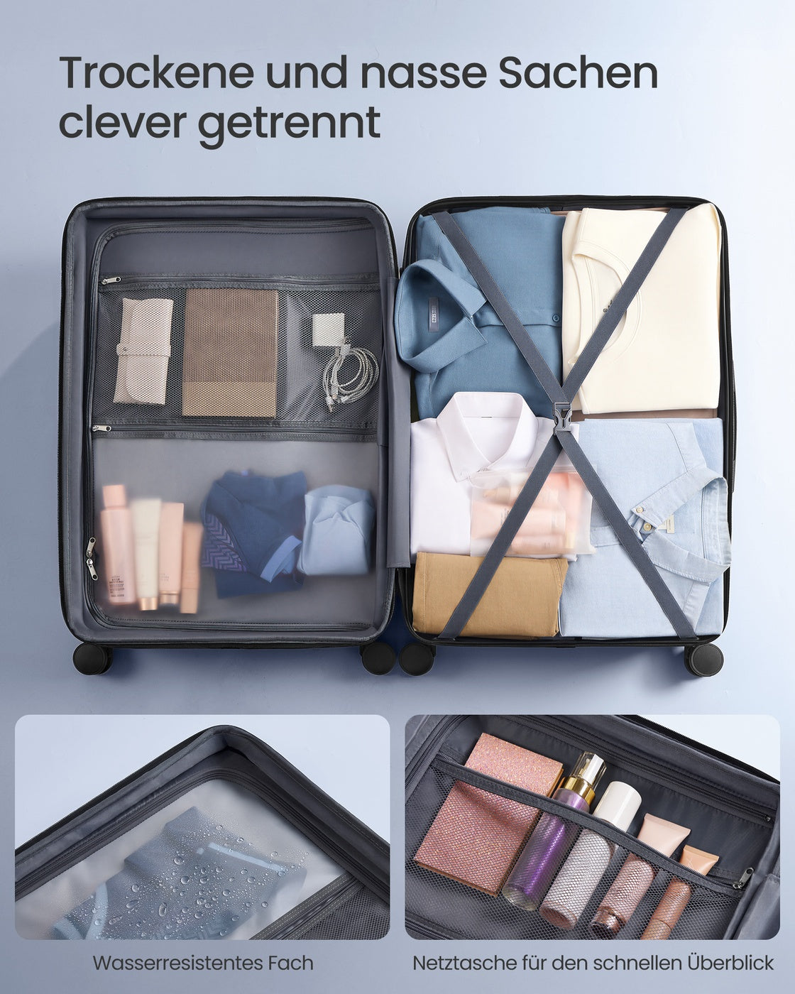 Koffer - 75 x 50 x 30 cm - Havenblauw - Gewicht 4,9 kg - Maximaal draagvermogen 18 kg