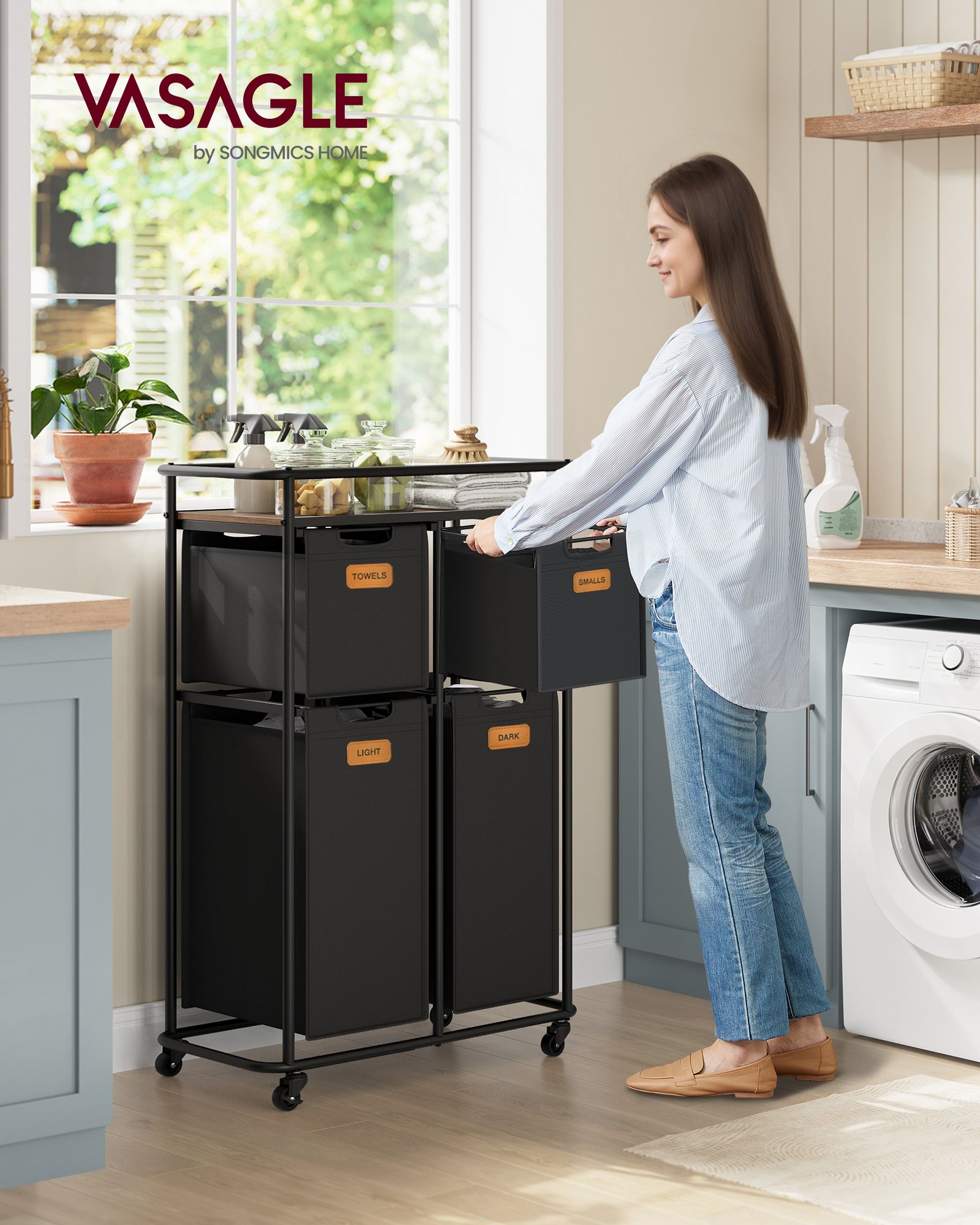 Wasser med hjul och 4 avtagbara väskor