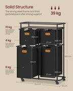 Wasser med hjul och 4 avtagbara väskor