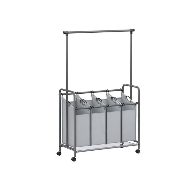 Tvättkorg – 4 x 50 liter – med avtagbar tvättpåse – svart