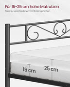 Säng 140 × 200 cm - Tillverkad av bläck -svart metall