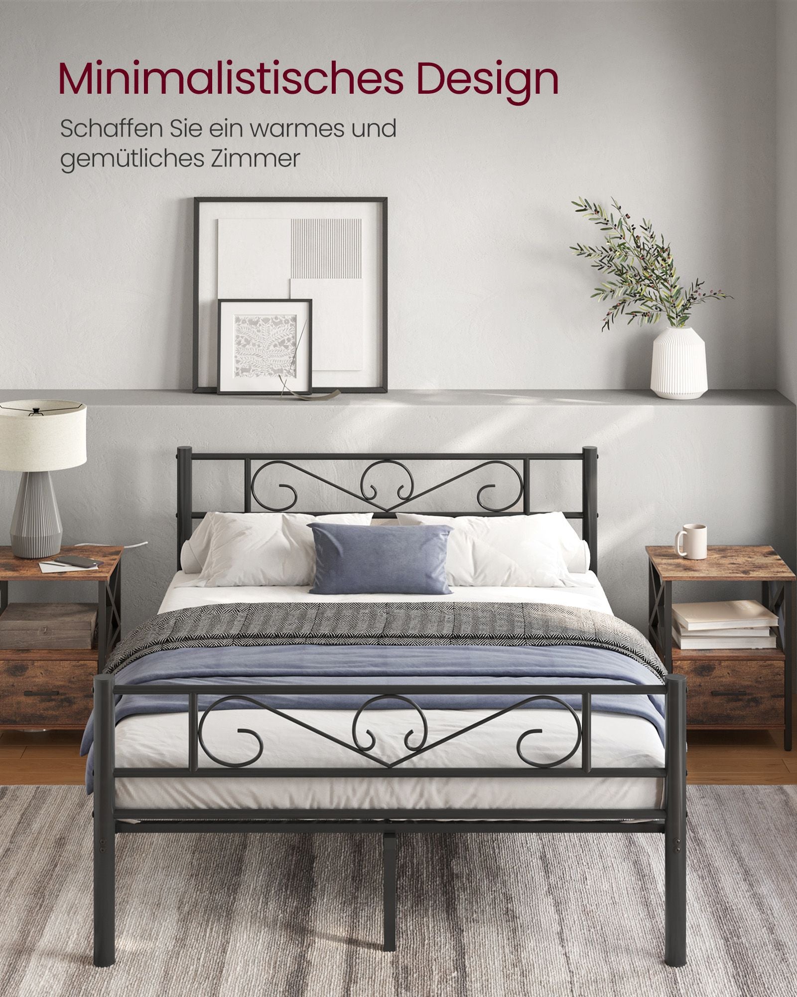 Säng 140 × 200 cm - Tillverkad av bläck -svart metall