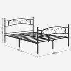 Double Bed - Metal Bed Frame - 140 x 200 cm - Svart