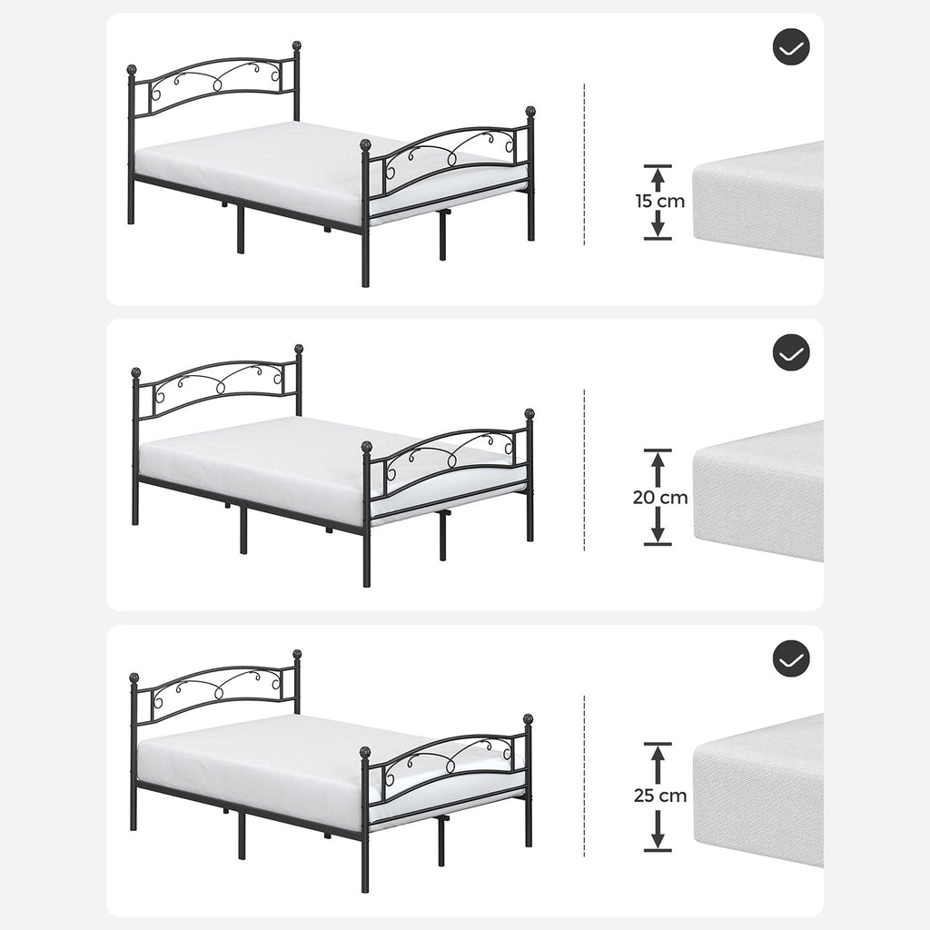 Double Bed - Metal Bed Frame - 140 x 200 cm - Svart