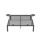 Säng - dubbelsäng - med förvaringsbrädor - 140 x 190 cm - metallram - svart
