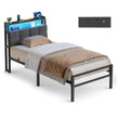 Bed Frame - Metal with LED and Charging Station
