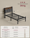 Metalen Bed - 90 x 200 cm - Met Opbergruimte - Ledverlichting - Matzwart