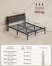 Metalen Bed - 140 x 200 cm - Met Opbergruimte - Ledverlichting - Matzwart