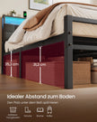 Metalen Bed - 140 x 200 cm - Met Opbergruimte - Ledverlichting - Matzwart