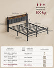 Metalen Bed - 160 x 200 cm - Met Opbergruimte - Ledverlichting - Matzwart