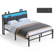 Bed Frame - Metal with LED and Charging Station