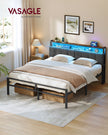 Bed Frame - Metal with LED and Charging Station