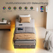 Bedframe - 90 x 200 cm - Met Ledverlichting - Gestoffeerd - Grijs