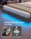 Bedframe - 200 x 160 x 26 cm - zwevend effect - ledverlichting - gestoffeerde zijpanelen - 2 stopcontacten - 2 USB-A-poorten - 1 USB-C-poort - leigrijs - draagvermogen tot 500 kg