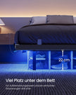 Bedframe - 200 x 140 x 26 cm - zwevend effect - ledverlichting - afneembare stekkerdoos met 2 stopcontacten, 1 USB-C-poort en 2 USB-A-poorten - maximaal draagvermogen 500 kg - inktzwart