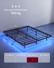 Bedframe - 160 x 200 cm - Zwevend effect - Ledverlichting - Afneembare stekkerdoos met 2 stopcontacten, 1 USB-C-poort en 2 USB-A-poorten - Inktzwart - Draagvermogen tot 500 kg