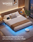 Bedframe - 180 x 200 cm - Zwevend effect - LED-verlichting - Afneembare stekkerdoos - 2 stopcontacten - 1 USB-C-poort - 2 USB-A-poorten - Inktzwart - Draagvermogen tot 500 kg