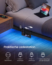 Bedframe - 180 x 200 cm - Zwevend effect - LED-verlichting - Afneembare stekkerdoos - 2 stopcontacten - 1 USB-C-poort - 2 USB-A-poorten - Inktzwart - Draagvermogen tot 500 kg