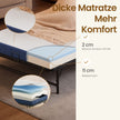 Opklapbed – 90 x 200 cm – Met 13 cm Matras – Op Wieltjes – Tot 250 kg – Blauw