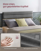 Sängram för 140 x 200 cm madrass, Leigrijs