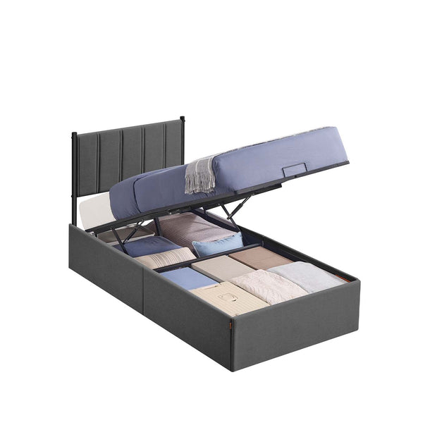 Sängstomme – Fällbar lamellbotten – Under sängförråd – Sovrum