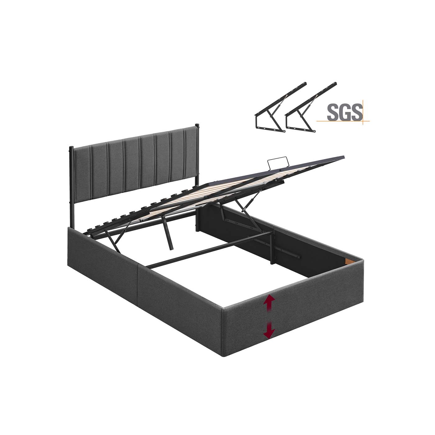 Sängstomme – Fällbar lamellbotten – Under sängförråd – Sovrum
