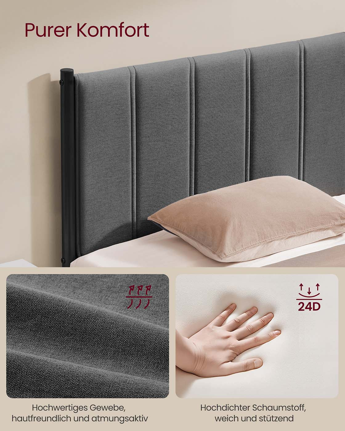 Sängstomme – Fällbar lamellbotten – Under sängförråd – Sovrum