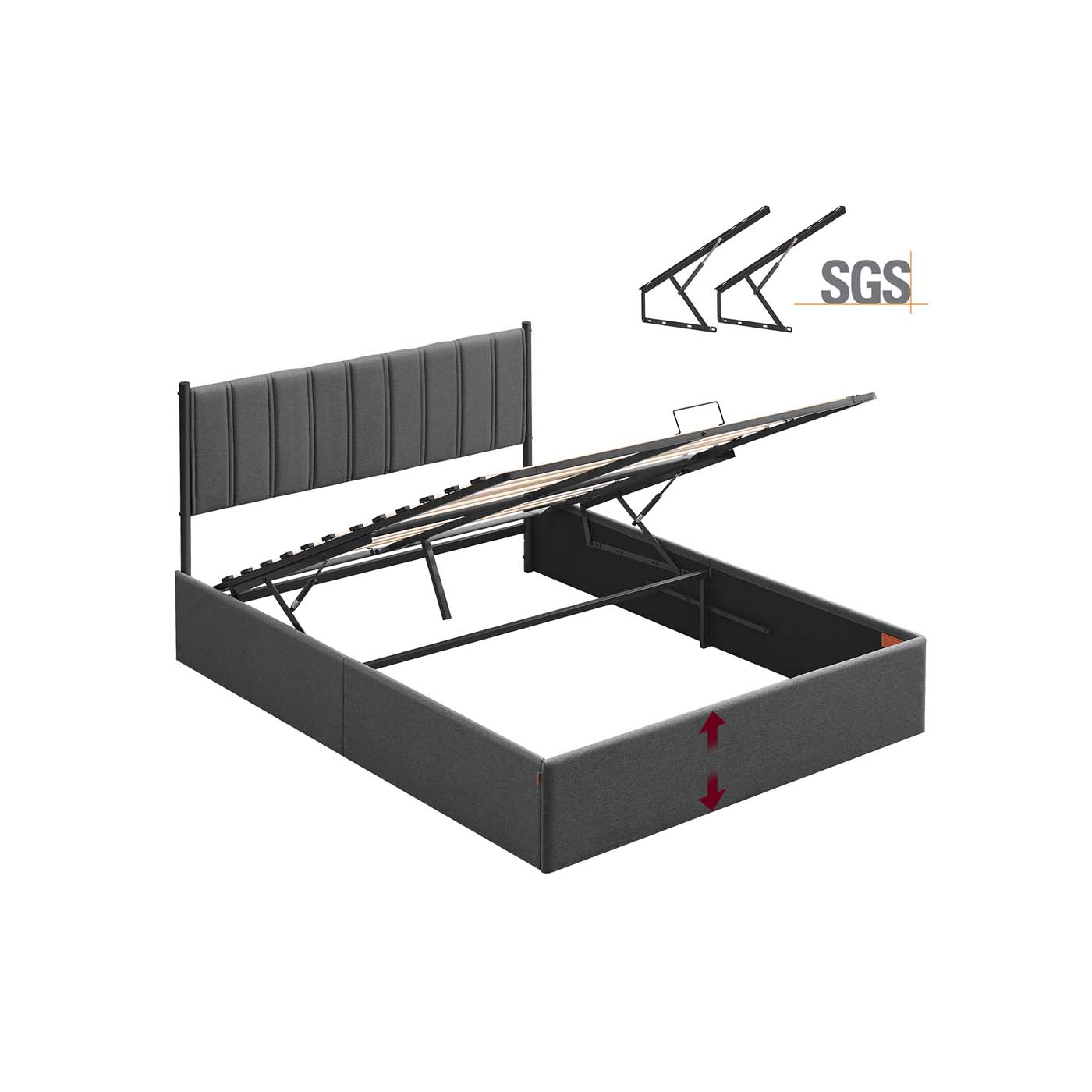 Sängstomme – Fällbar lamellbotten – Under sängförråd – Sovrum