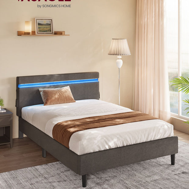Dubbelsäng i metall med LED-belysning mörkgrå