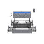 Dubbelsängram för madrass 140 x 200 cm med headboard i Leigrijs