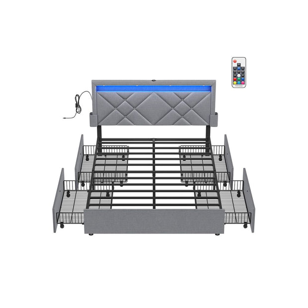 Dubbelsängstomme med sänggavel – Stål – Skiffergrå