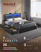 Dubbelsängram för madrass 140 x 200 cm med headboard i Leigrijs