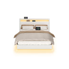 Bedframe 140 × 200 cm-med LED-belysning och USB-laddningsstation