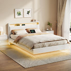 Bedframe 140 × 200 cm-med LED-belysning och USB-laddningsstation