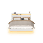 Bedframe 160 × 200 cm-med LED-belysning och USB-laddningsstation