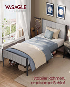 Enkelsängram 90 x 200 cm med duvagrå stålbottenplatta
