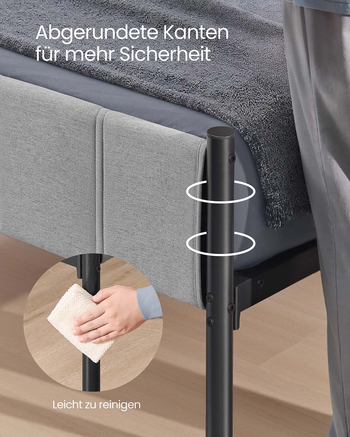 Enkelsängram 90 x 200 cm med duvagrå stålbottenplatta