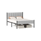 Enkelsängram 90 x 200 cm med duvagrå stålbottenplatta